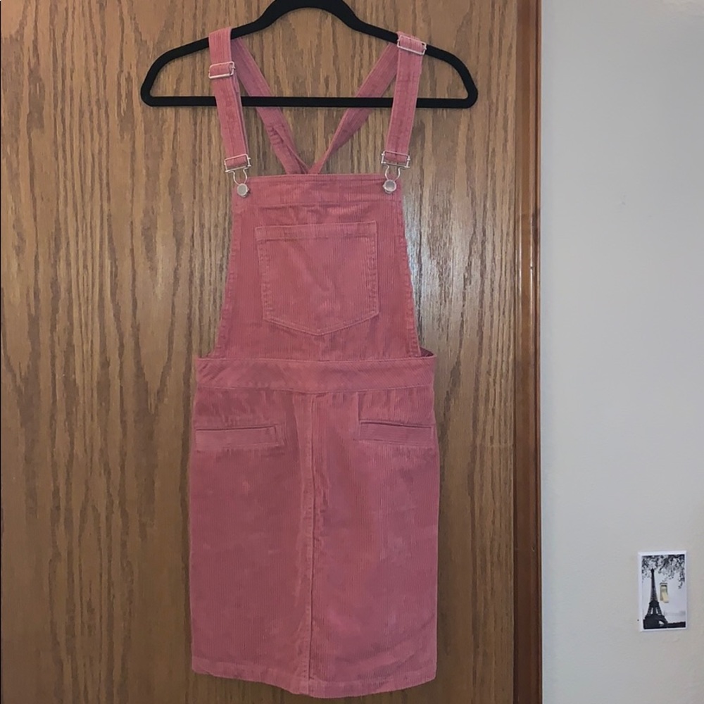 H&M Light Pink Denim Overall Dress Size 6